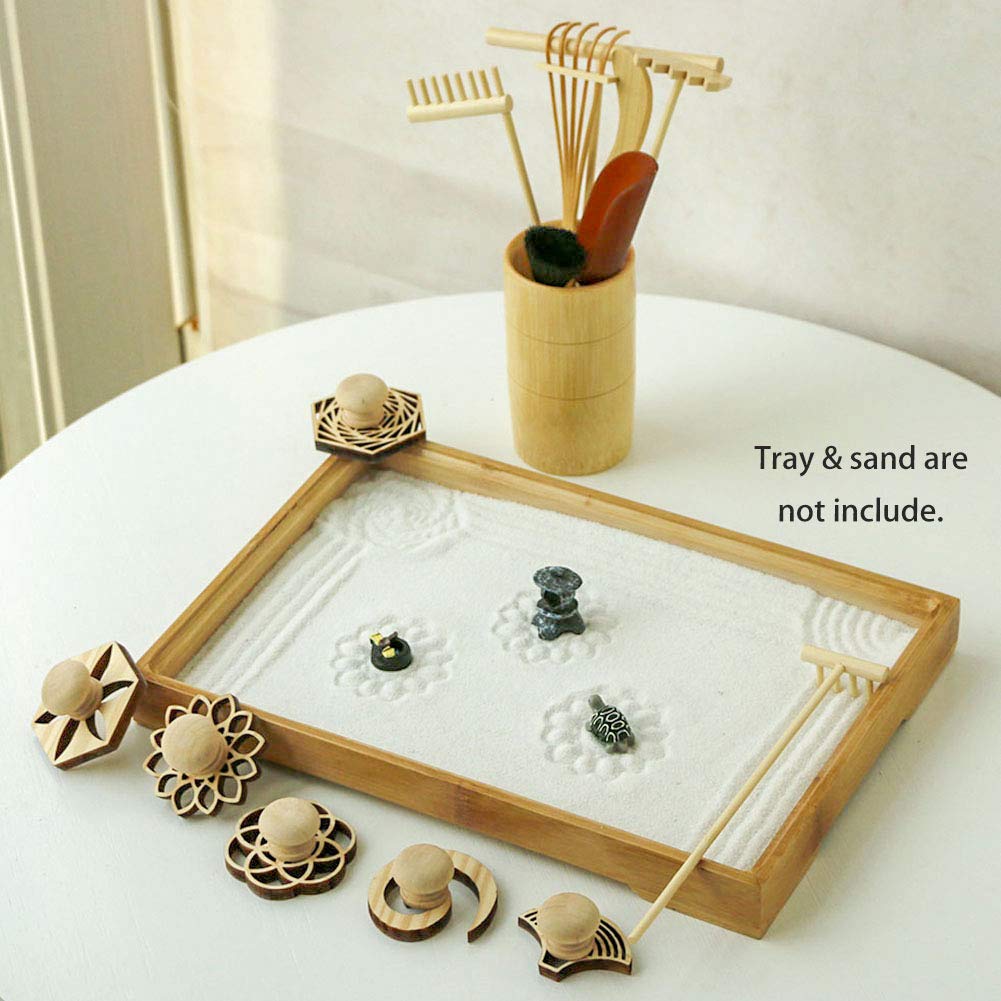 Detailed view of sand pattern creation using Bangbangda rakes