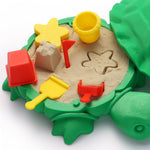 Close up view of the mini turtle zen garden with tools