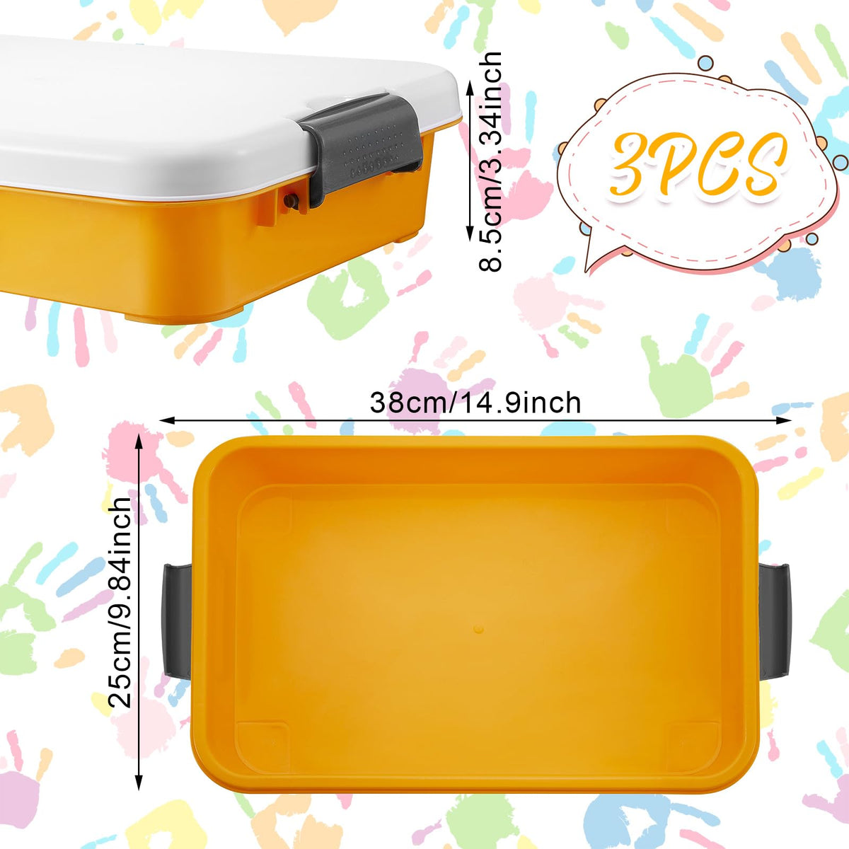 Suzile sensory bin set in blue orange and pink colors