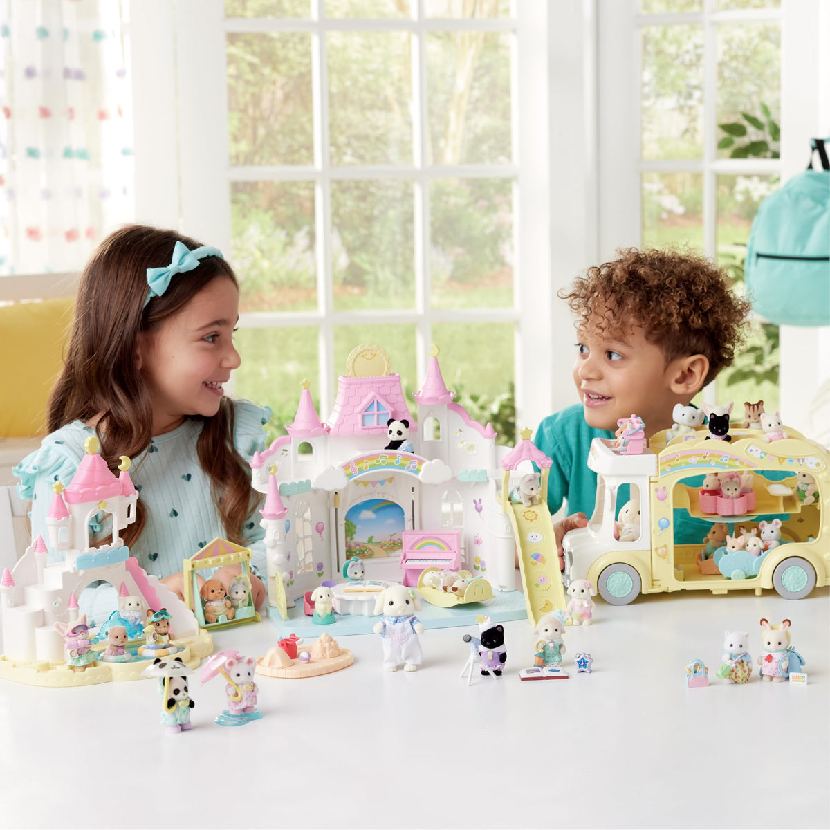 Calico Critters Nursery Sandbox and Pool castle with slide and accessories