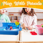 Top view of three Suzile plastic activity trays