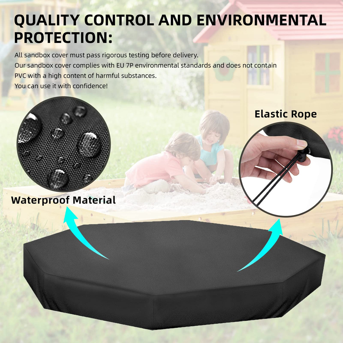 MRWiZMS sandbox cover installed over octagonal outdoor sandpit