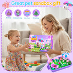 Action shot of kids using pet care sand accessories