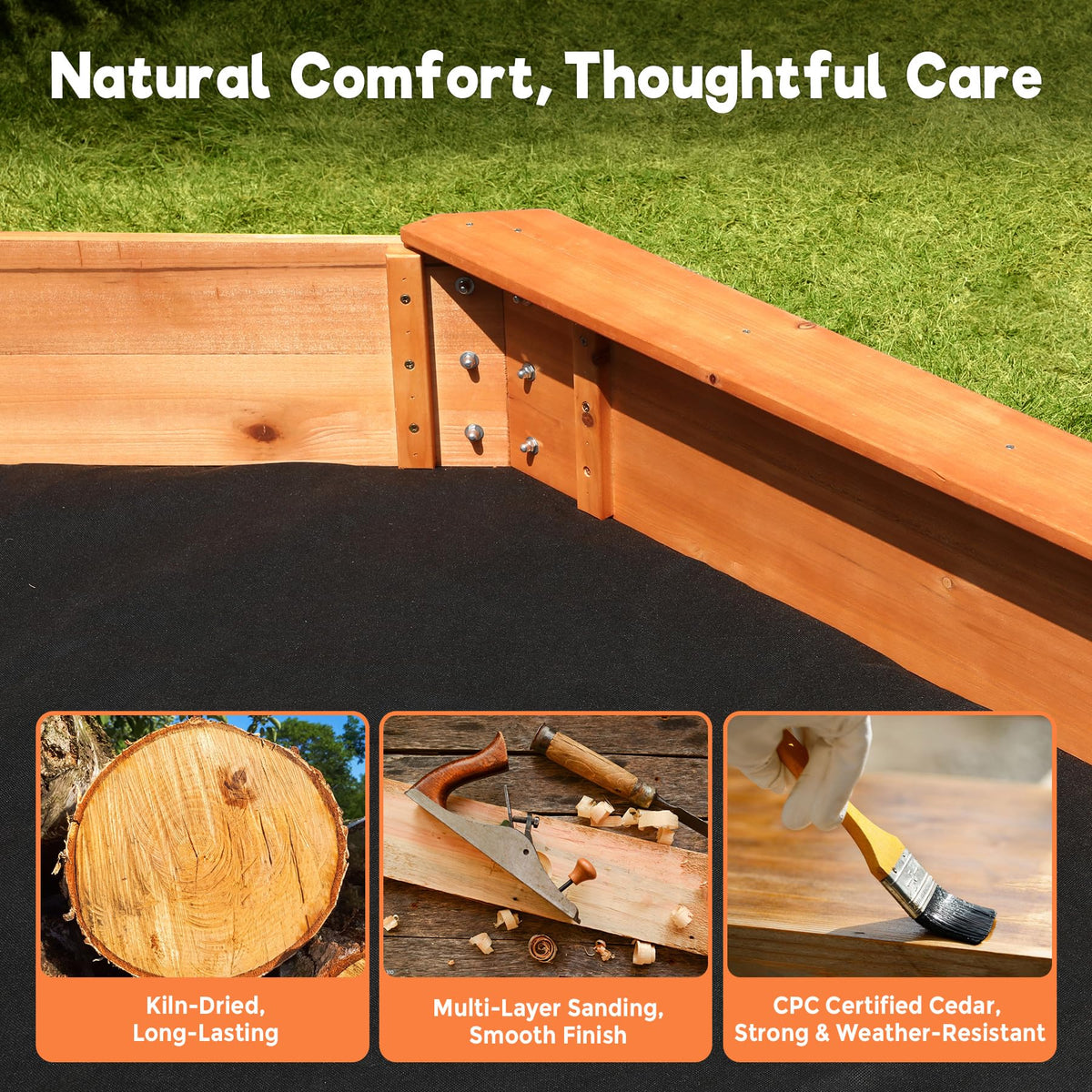 Funtok octagon sandbox assembly view in backyard