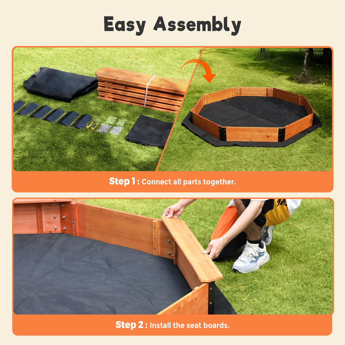 Funtok outdoor sandbox with PVC cover attached