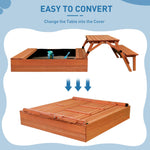 Detailed view of FunXplore sandbox bench and picnic table lid