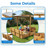 Side view of Mayugardening sandbox with protective cover closed