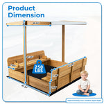 Kids playing in Mayugardening outdoor wooden sandbox with canopy