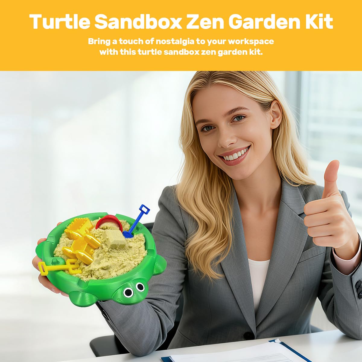 Mini turtle sandbox used as office desk decor
