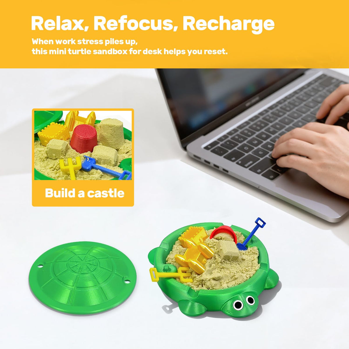 Top view of Estairkas turtle sandbox kit