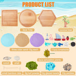 Webeedy zen garden kit wooden tray with sand and seashell arrangement.