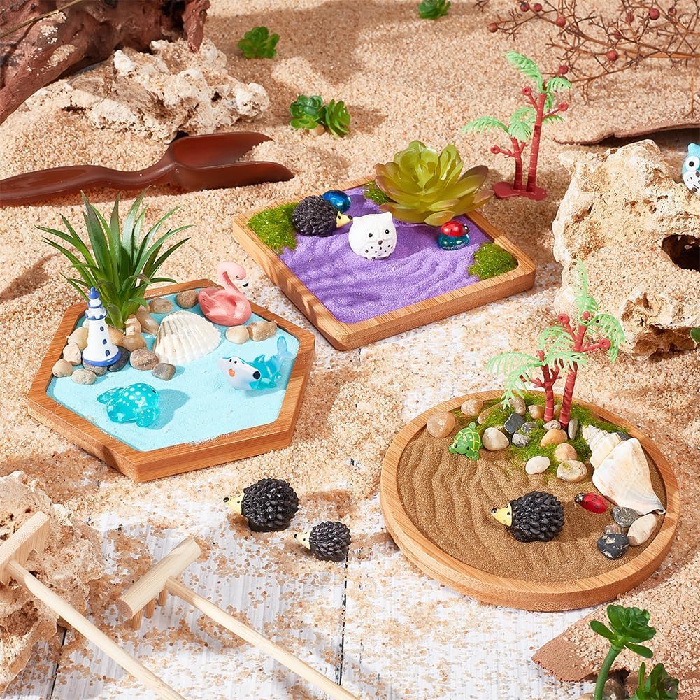 Close up of colored sand and pebbles in Webeedy desktop garden.