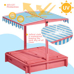 Syesway sandbox with foldable bench seats open