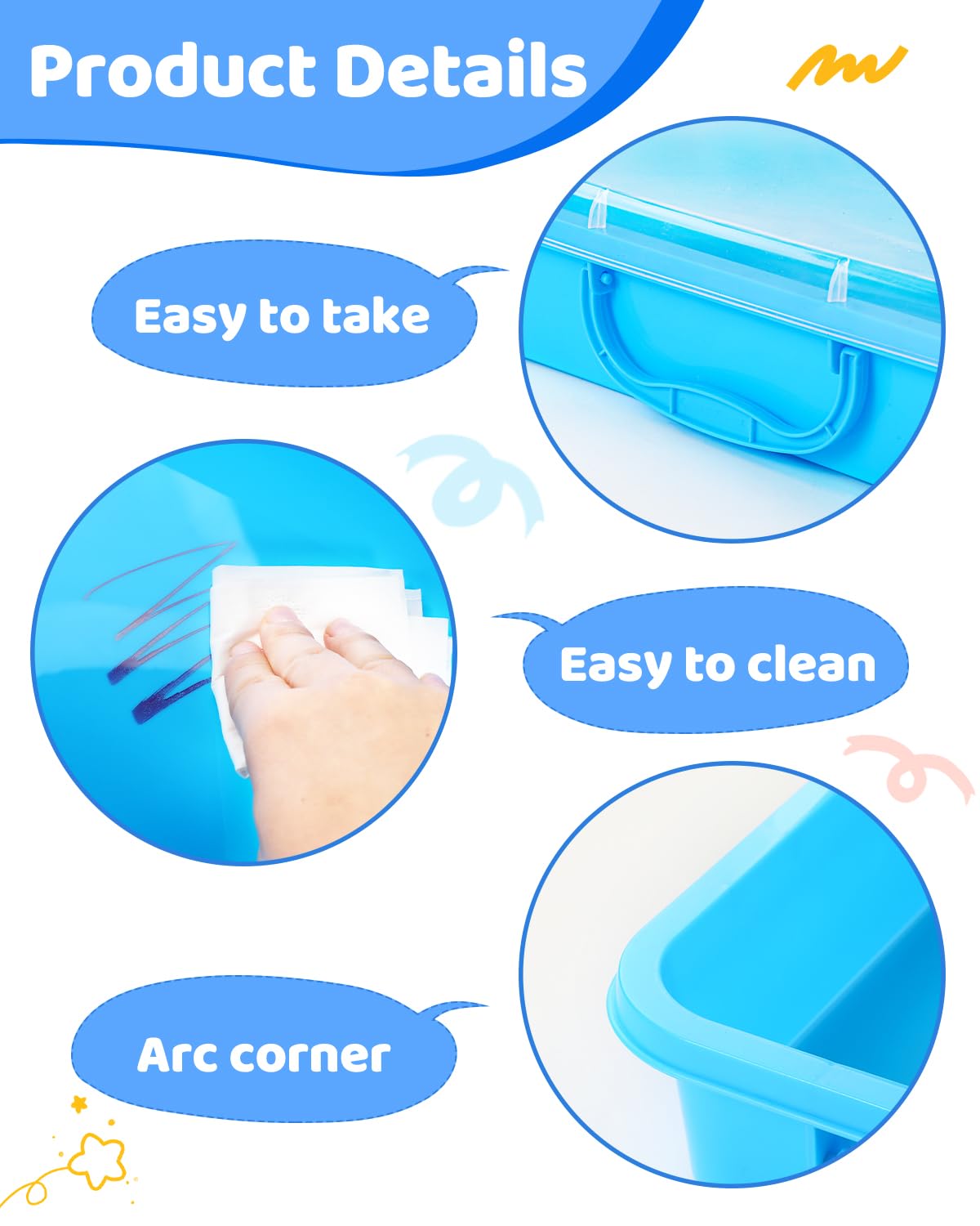 Sikmcle sensory bin set showing storage capacity