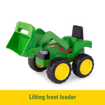 John Deere tractor toy with working front loader for sandbox