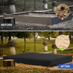 Black square sandbox cover showing drawstring closure