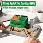 Miniature raccoon figurines and dumpster fire set