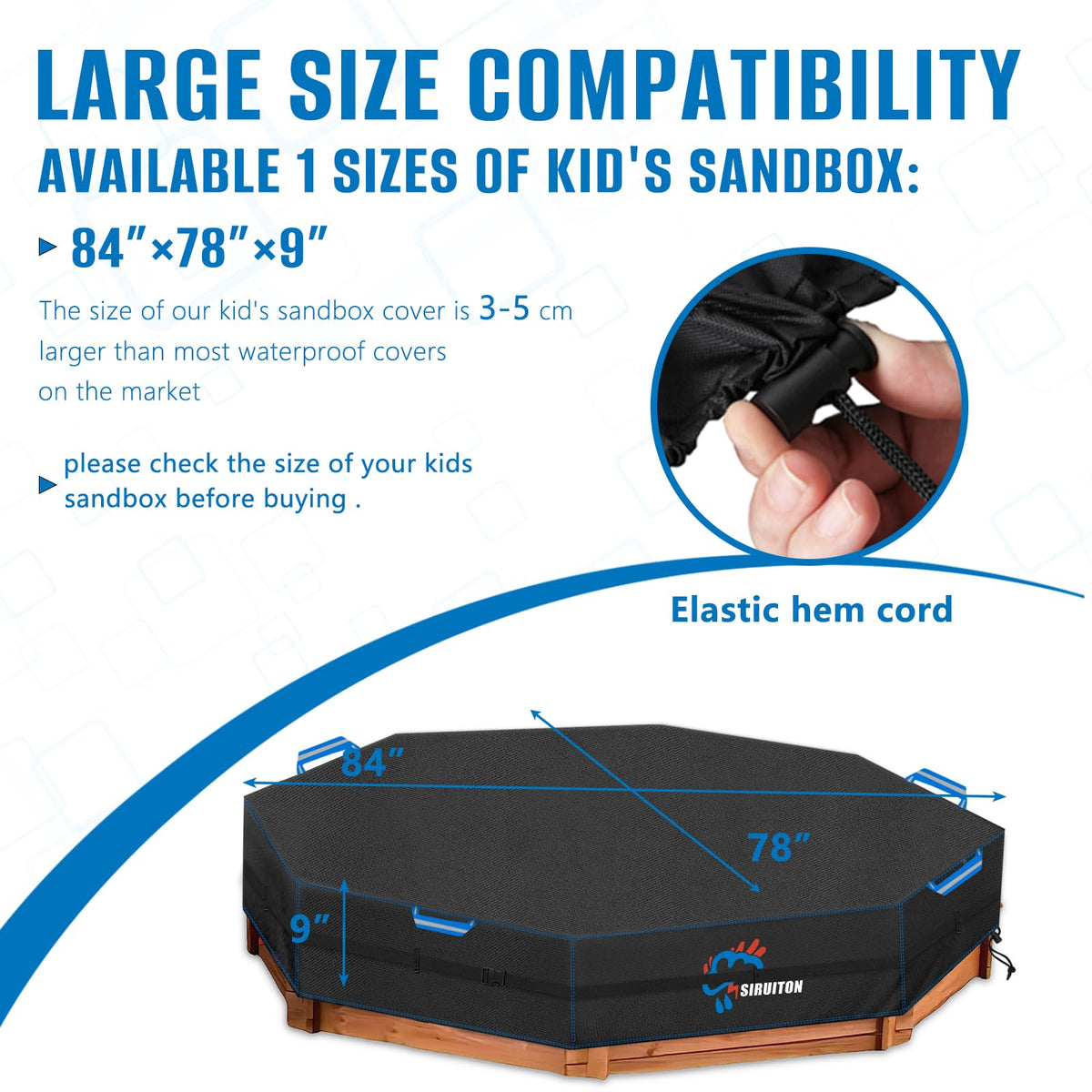Siruiton waterproof sandbox cover showing fabric texture