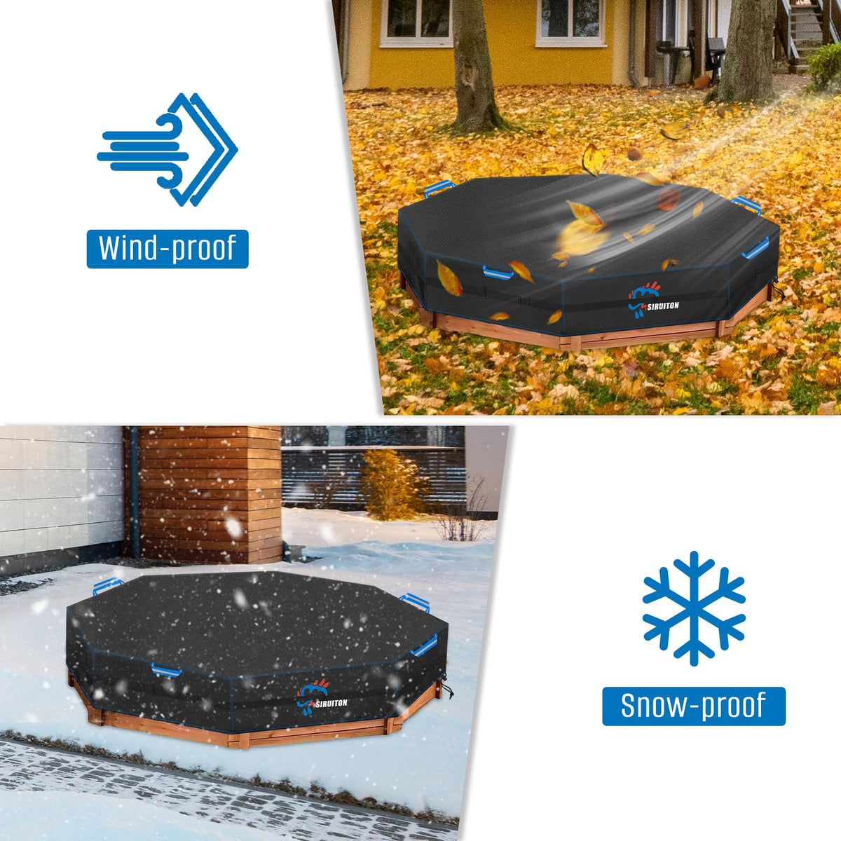 Siruiton sandbox cover installed on outdoor play sandpit