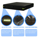 Reflective corner belt detail on waterproof sandbox cover