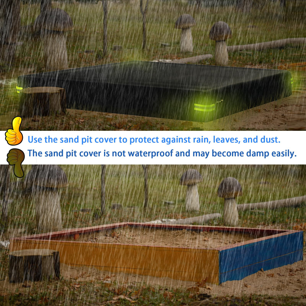 Folded Uquuxstar sandbox cover for storage