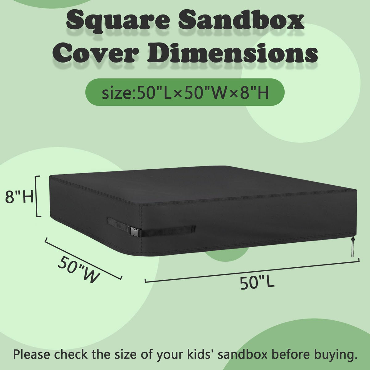 Kasla sandbox cover with drawstring and buckle security features