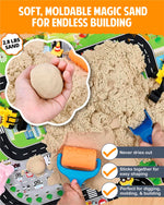 View of 2-in-1 play mat layout for construction sensory bin