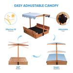 FunXplore sandbox showing foldable bench seating mechanism