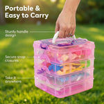 Storage configuration of the stackable unicorn sensory sandbox