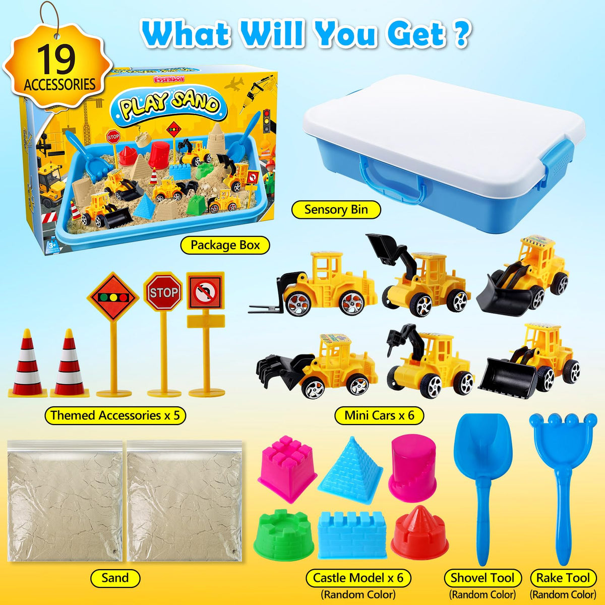 Close up of kinetic play sand in construction toy kit