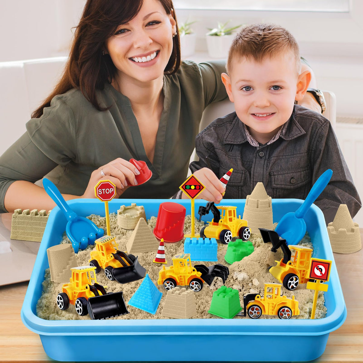 Essenson sensory bin kit stored inside blue plastic container