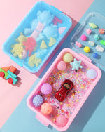 Child using AtMini sensory bin tray for tactile activities