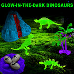 Close up of glow in the dark dinosaur fossils in sensory sand