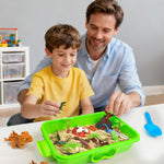 Educational dinosaur toys and accessories in kit