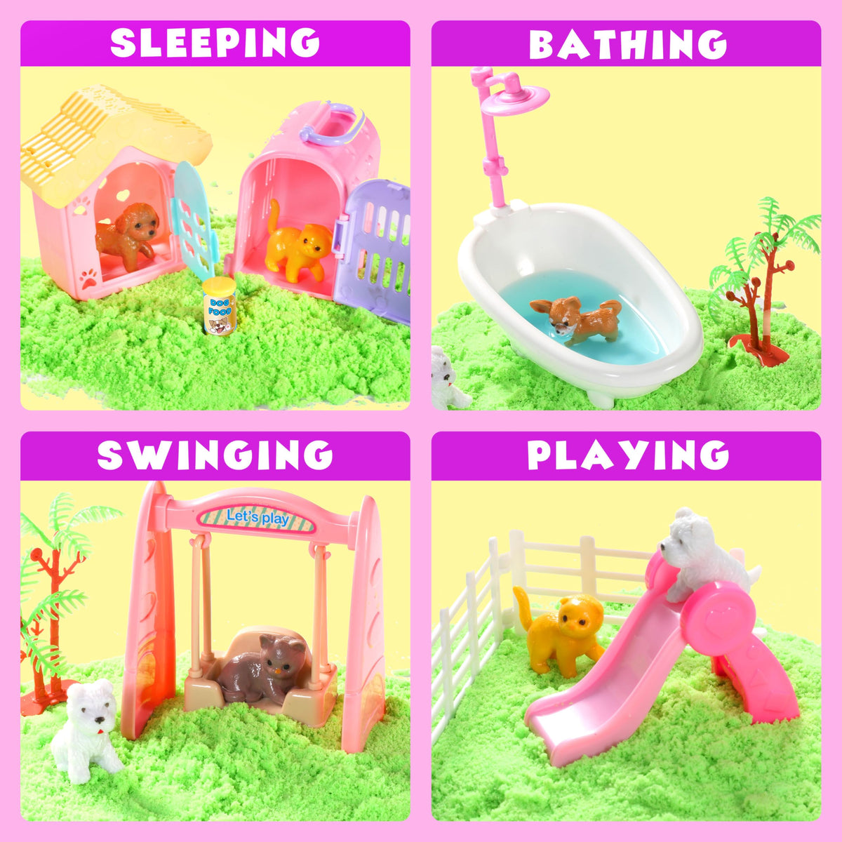 Carolart pet playset components including house and slide