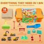 Educational construction set accessories spread out