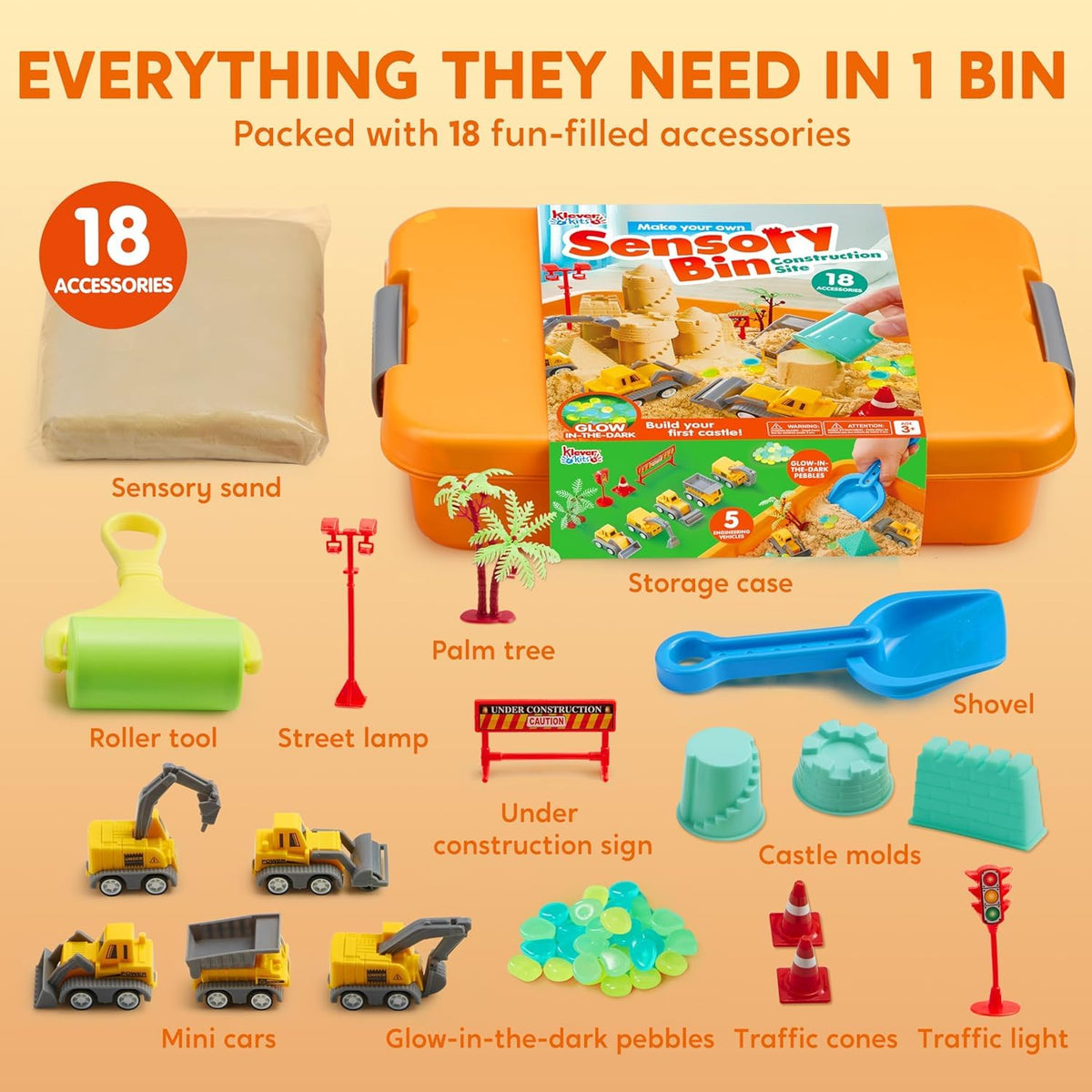 Educational construction set accessories spread out