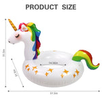Rtudan colorful unicorn float with golden horn on water