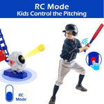 Children using iPlay ILearn baseball pitching machine outdoors