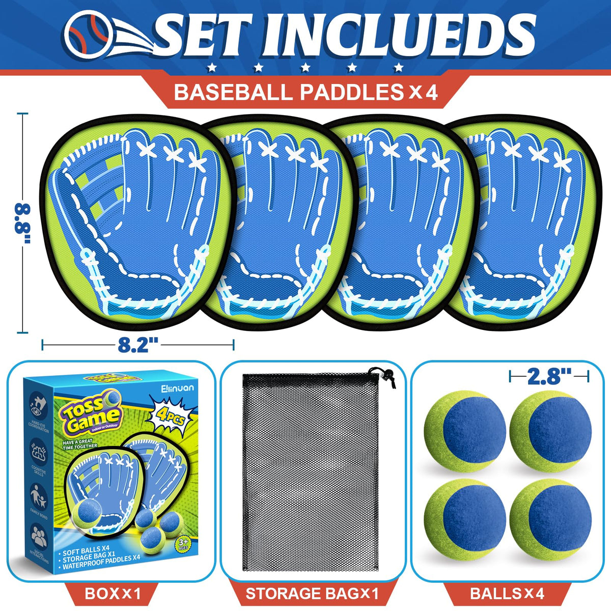 Children playing with Ellinjan sticky paddle and ball set in backyard