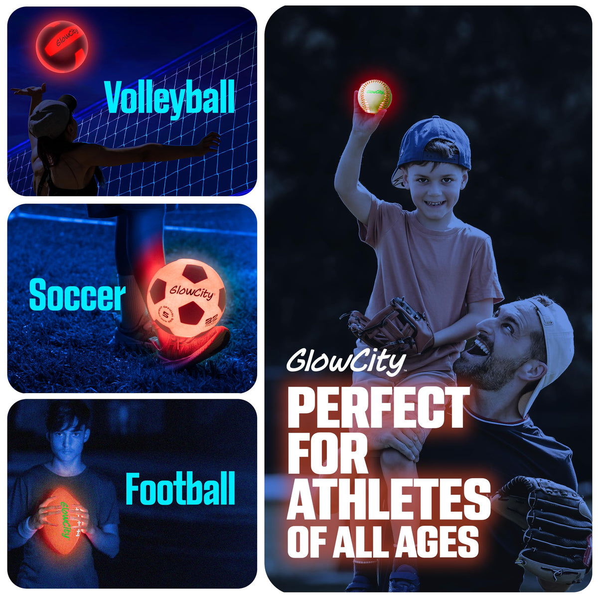 Comparison of GlowCity LED baseball size and standard baseball