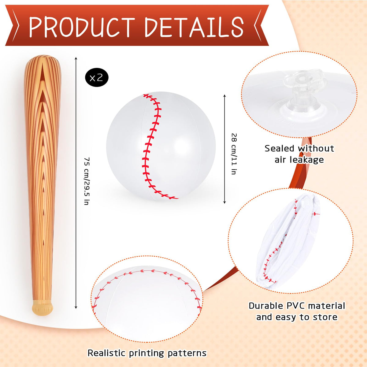 Yothorn 3 piece inflatable baseball set for pool party