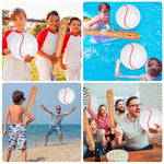 Family playing with Yothorn inflatable baseball toys outdoors
