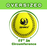 Close up of Phinix green and yellow soft foam practice softball