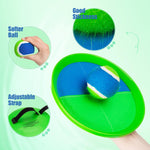 Close up of PlayZap sticky paddle and velcro ball