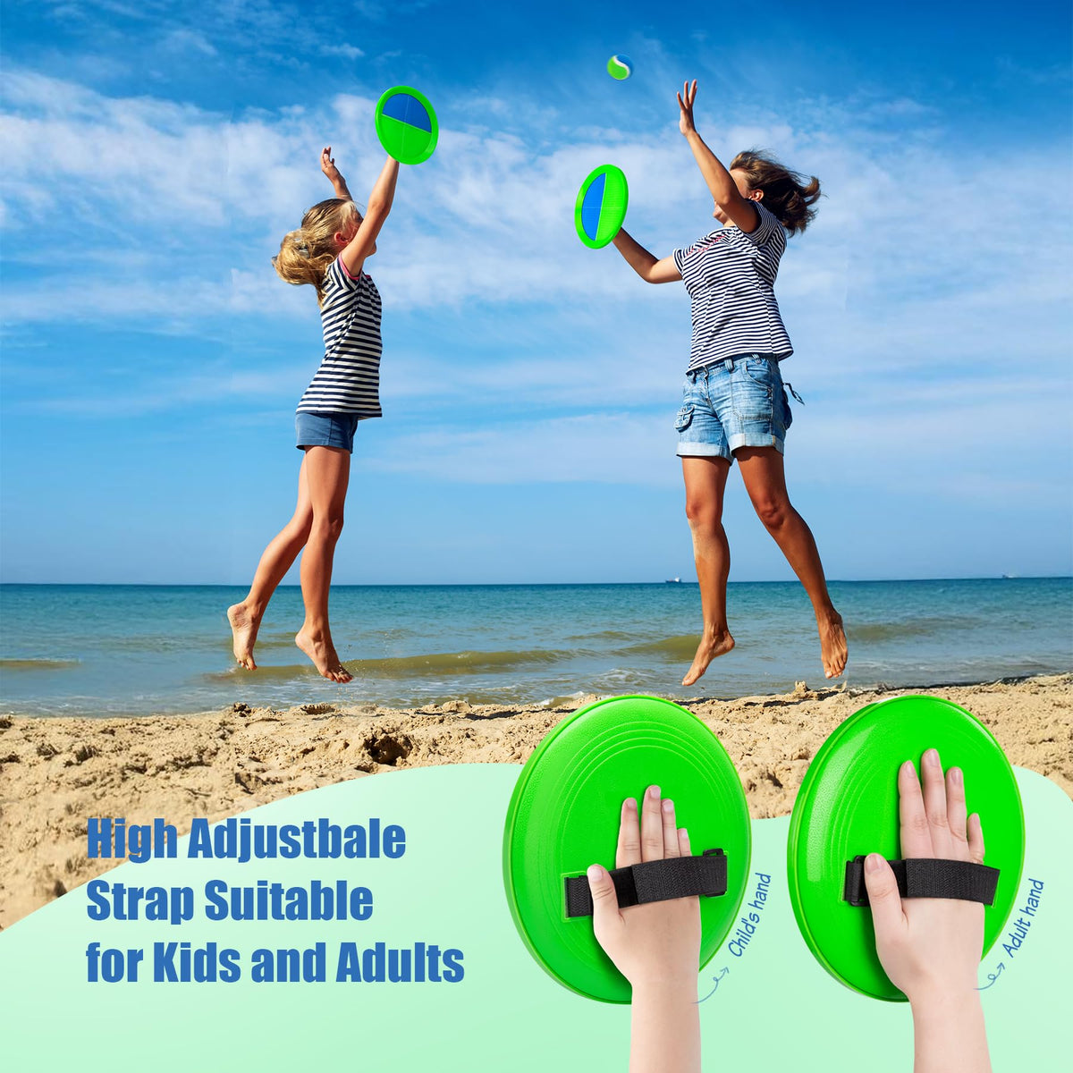 Family playing with PlayZap outdoor ball game at the beach