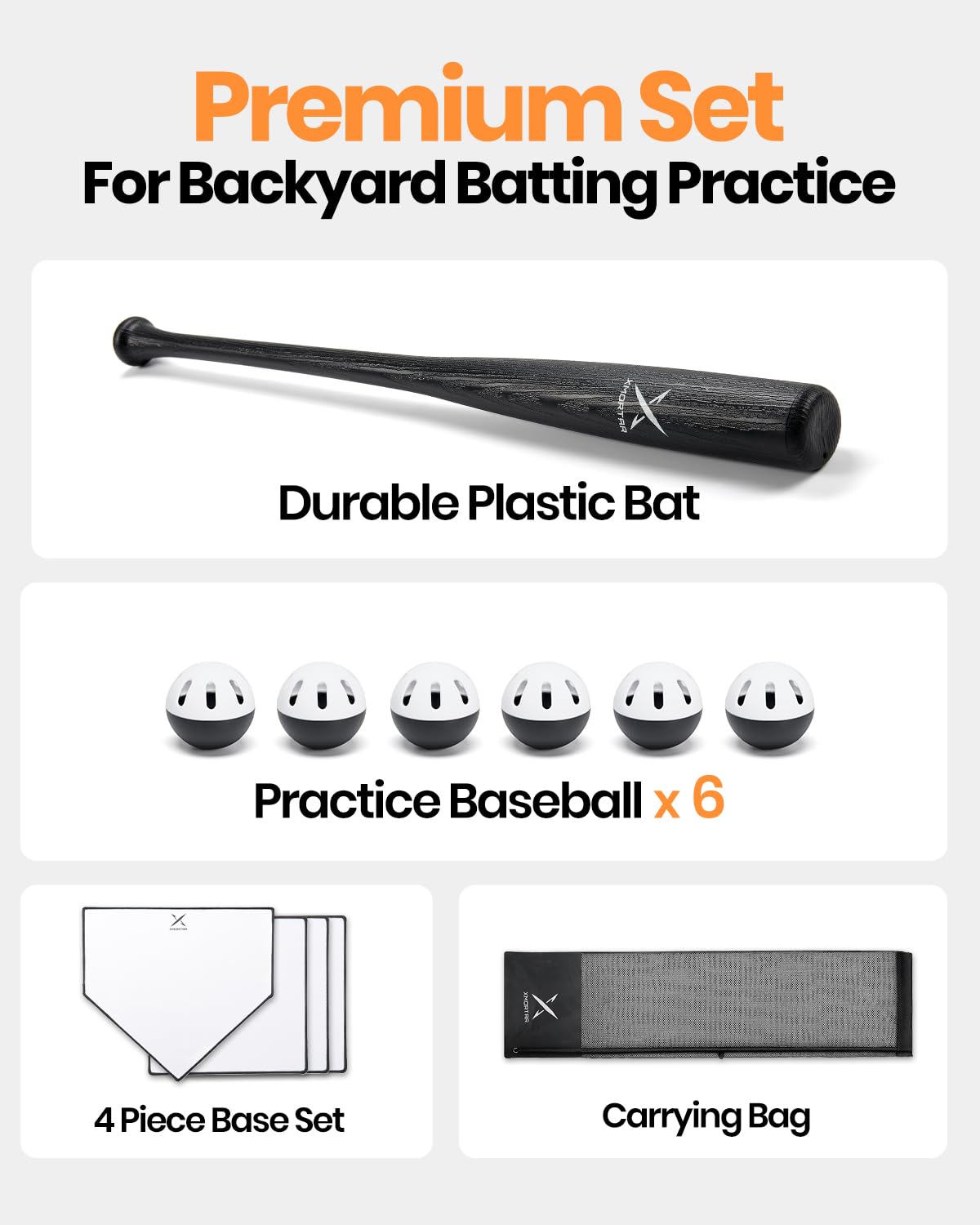 Detailed view of Xmortar 32.5 inch plastic baseball bat