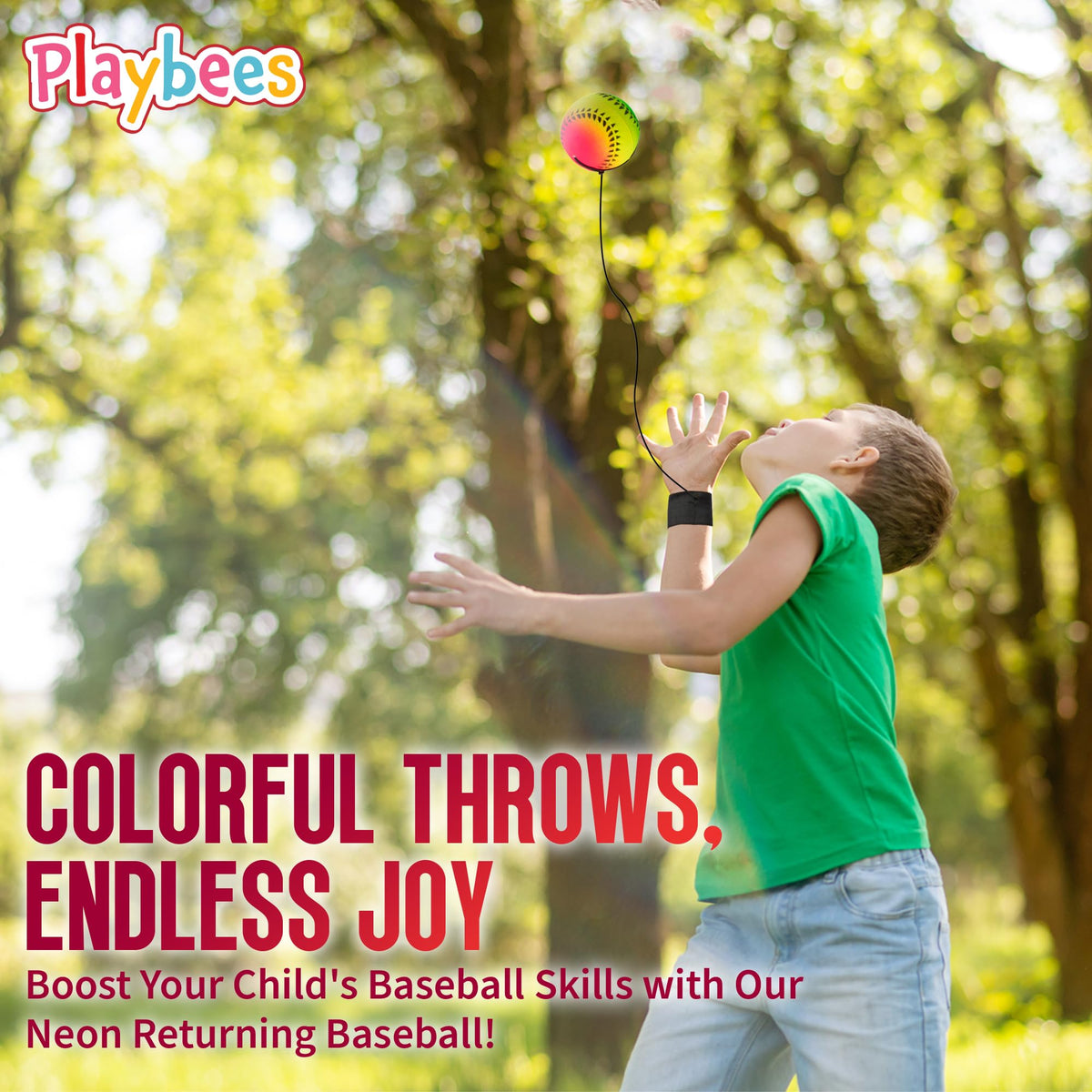 Kids using Playbees wrist baseballs for outdoor physical activity