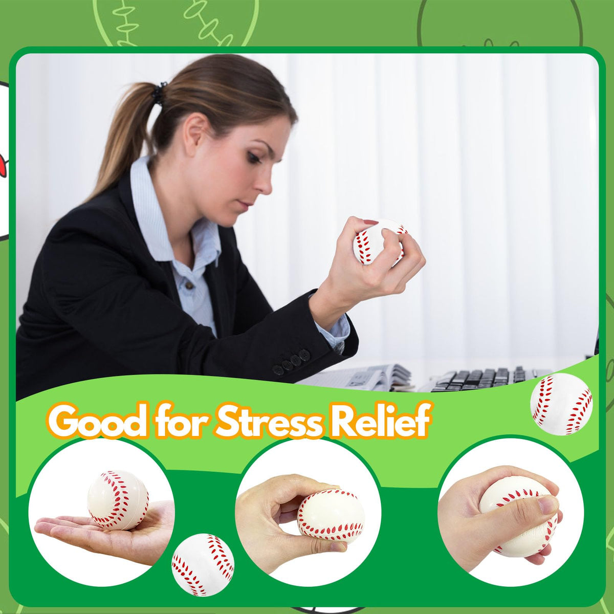 Group of soft baseball squeeze toys for party favors