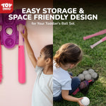 Child practicing swings with Toy Life pink baseball training set